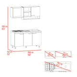 Cocina Orquidea Blanco Positano 150x210cm con Mesón de Acero Inoxidable Lado Derecho y sin Estufa