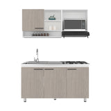 Cocina Orquidea Blanco Positano 150x210cm con Mesón de Acero Inoxidable Lado Izquierdo y sin Estufa