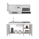 Cocina Orquidea Blanco Positano 150x210cm con Mesón de Acero Inoxidable Lado Izquierdo y sin Estufa