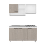 Cocina Orquidea Blanco Positano 150x210cm con Mesón de Acero Inoxidable Lado Izquierdo y sin Estufa