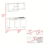 Cocina Orquidea Blanco Positano 150x210cm con Mesón de Acero Inoxidable Lado Izquierdo y sin Estufa