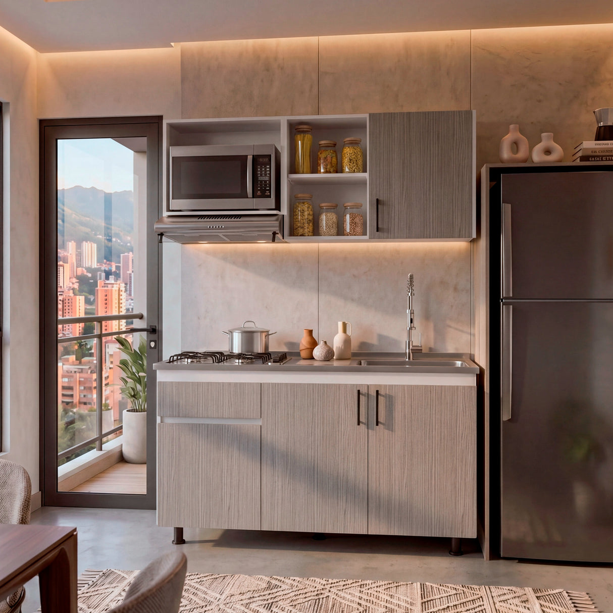 Cocina Ladson Blanco Positano 150x210cm para Mesón Derechosin Mesón y sin Estufa