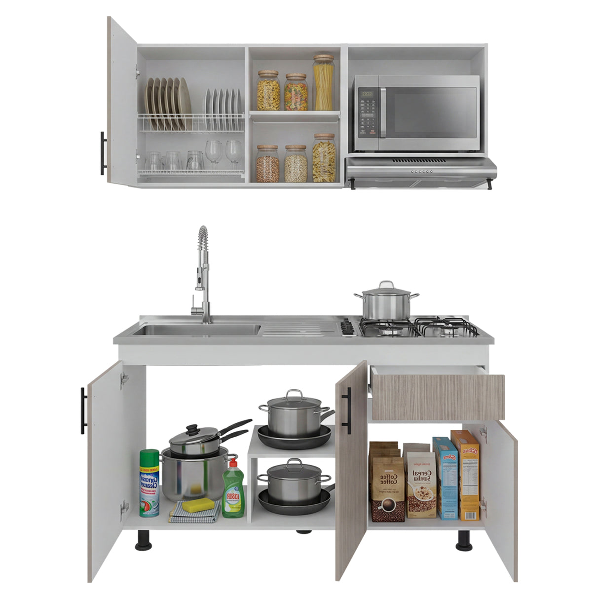 Cocina Ladson Blanco Positano 150x210cm para Mesón Izquierdo sin Mesón y sin Estufa