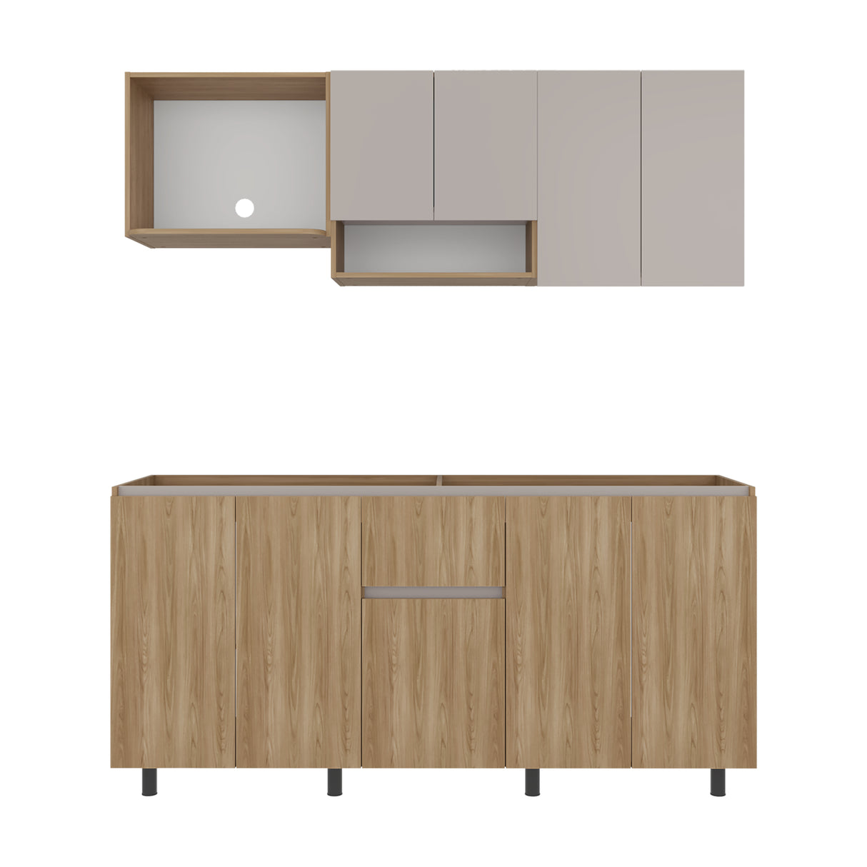 Cocina Frank Fresno Europeo y Capri 180x200cm para Mesón Derecho sin Mesón y sin Estufa
