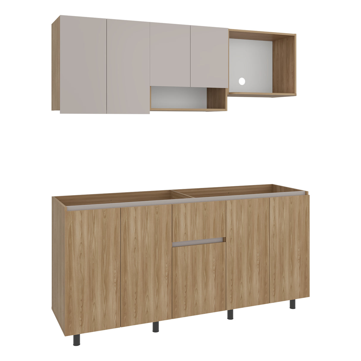 Cocina Frank Fresno Europeo y Capri 180x200cm para Mesón Izquierdo sin Mesón y sin Estufa
