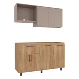 Cocina Emilia Fresno Europeo y Taupe 150x210cm para Mesón Derecho sin Mesón y sin Estufa