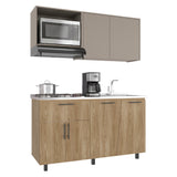 Cocina Emilia Fresno Europeo y Taupe 150x210cm para Mesón Derecho sin Mesón y sin Estufa
