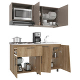 Cocina Emilia Fresno Europeo y Taupe 150x210cm para Mesón Derecho sin Mesón y sin Estufa