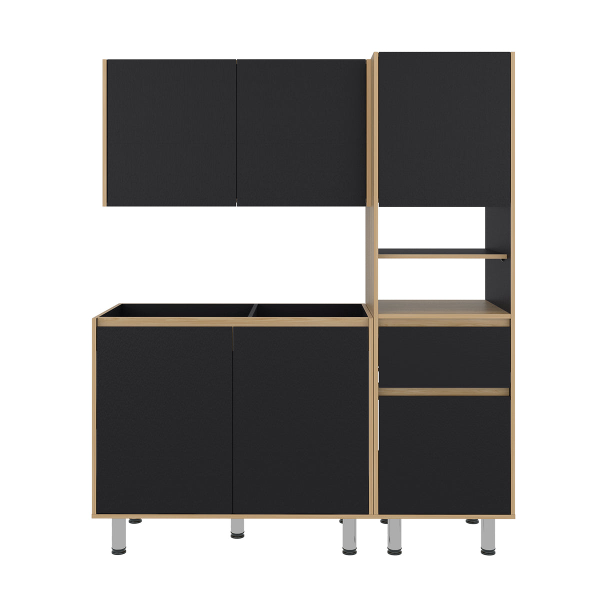 Cocina Dali Fresno y Wengue 150.2x180.5cm para Mesón Izquierdo sin Mesón y sin Estufa