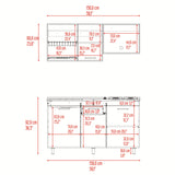 Cocina Miro Blanco y Fresno 150x210cm con Mesón de Acero Inoxidable Lado Izquierdo y sin Estufa