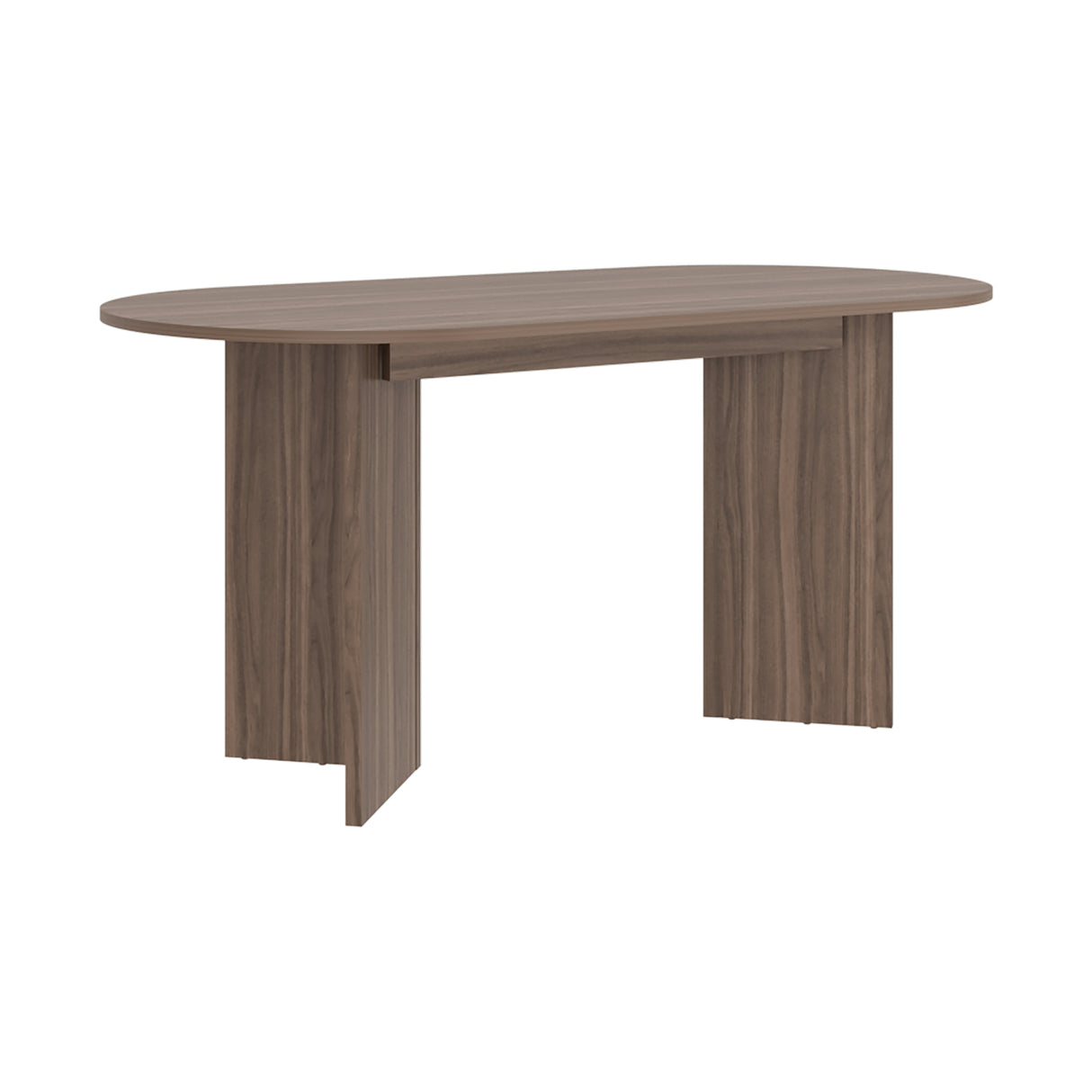 Mesa de Comedor Ted Avellana 156x74.6cm Ovalado de Doble Pedestal Cuatro Puestos sin Sillas