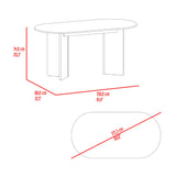 Mesa de Comedor Ted Avellana 156x74.6cm Ovalado de Doble Pedestal Cuatro Puestos sin Sillas
