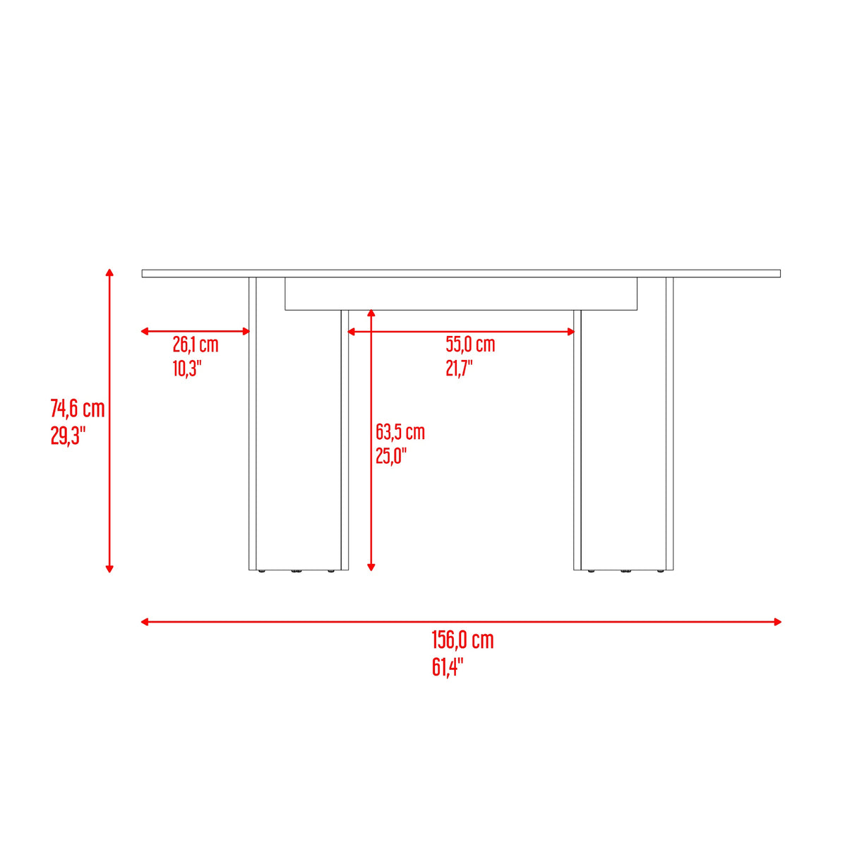 Mesa de Comedor Ted Avellana 156x74.6cm Ovalado de Doble Pedestal Cuatro Puestos sin Sillas