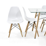 Juego de comedor Belfast Blanco y Matiz Natural 120x72cm Rectangular de Patas Cuatro Puestos con Cuatro Sillas