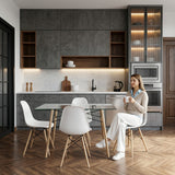 Juego de comedor Belfast Blanco y Matiz Natural 120x72cm Rectangular de Patas Cuatro Puestos con Cuatro Sillas