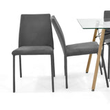Juego de comedor Belfast Matiz Natural y Gris 120x72cm Rectangular de Patas Cuatro Puestos con Cuatro Sillas