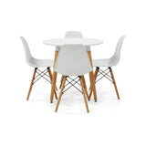 Juego de comedor Banfield Blanco y Matiz Natural 80x74cm Circular de Patas Cuatro Puestos con Cuatro Sillas