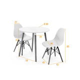 Juego de comedor Banfield Blanco y Matiz Natural 80x74cm Circular de Patas Cuatro Puestos con Cuatro Sillas
