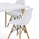 Juego de comedor Lyon Blanco y Matiz Natural 76x76cm Cuadrado de Patas Cuatro Puestos con Cuatro Sillas