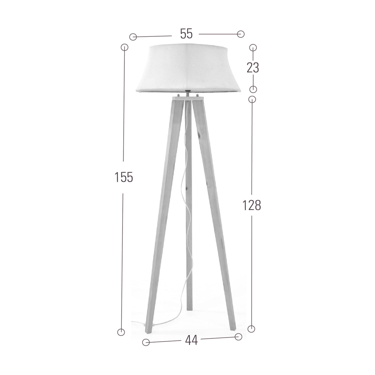 Lámpara de Piso Reims Beige y Matiz Natural 55x155cm para una Bombilla LED sin Bombilla