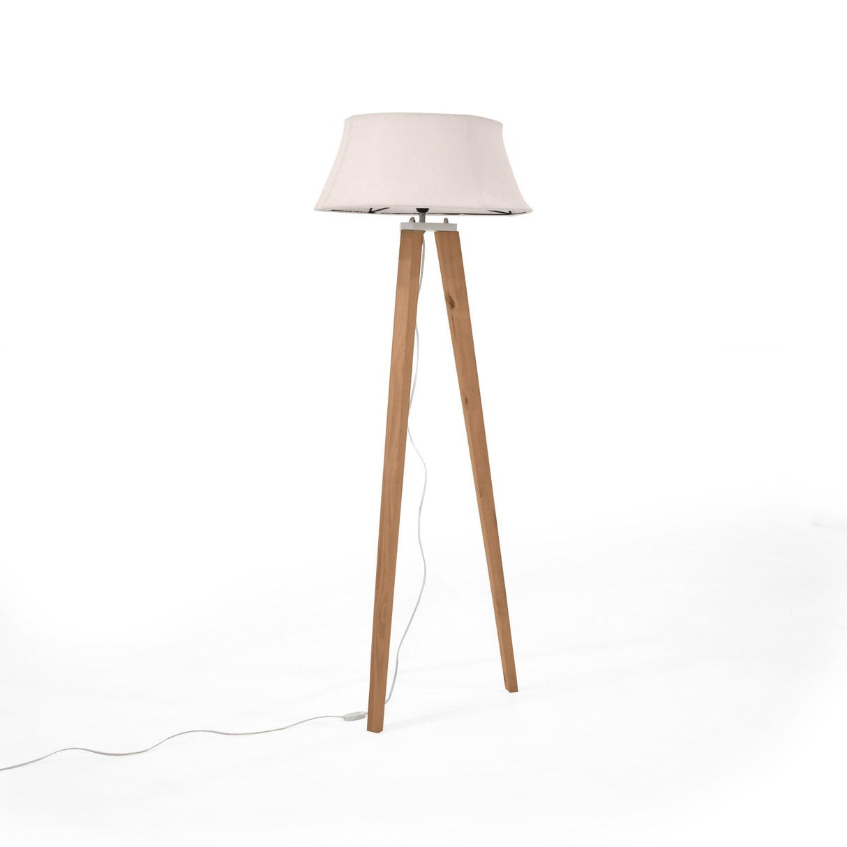 Lámpara de Piso Reims Beige y Matiz Caoba 55x155cm para una Bombilla LED sin Bombilla
