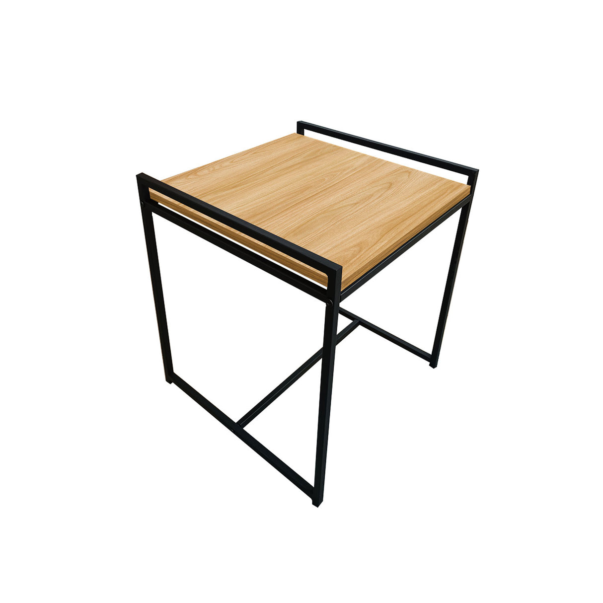 Mesa Auxiliar Toluca Madera Natural y Negro 40x45cm Cuadrado