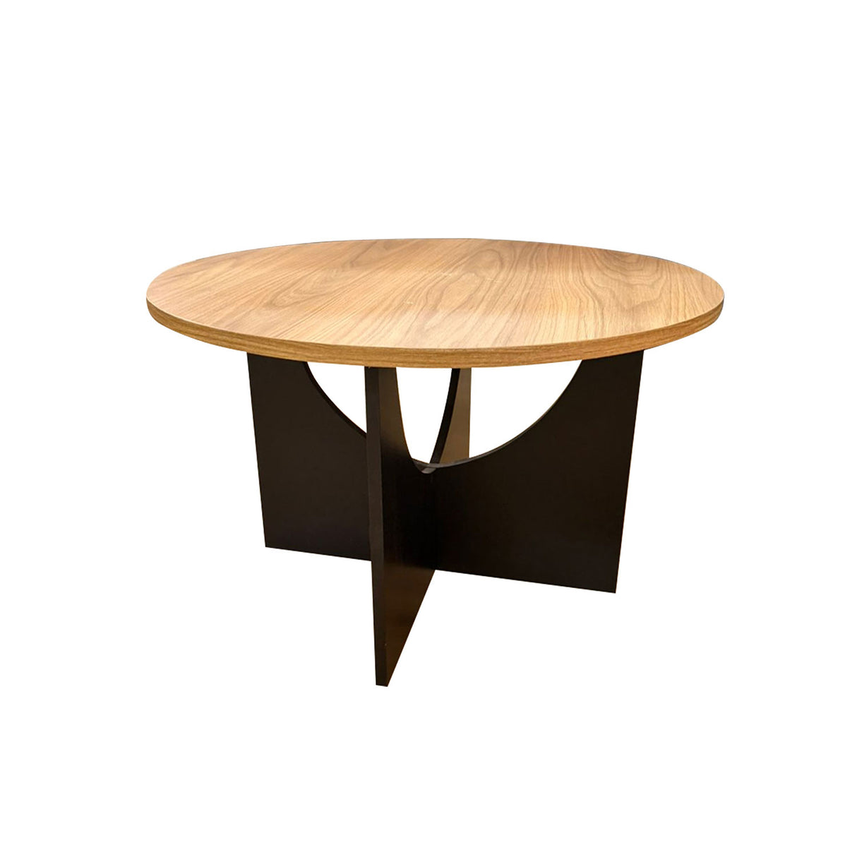Mesa de Centro Viña Madera Natural y Negro 50x36cm Circular