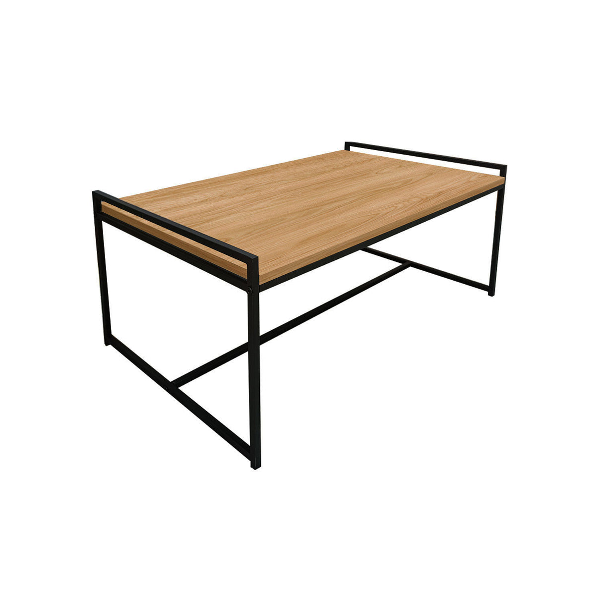 Mesa de Centro Toluca Madera Natural y Negro 60x35cm Rectangular