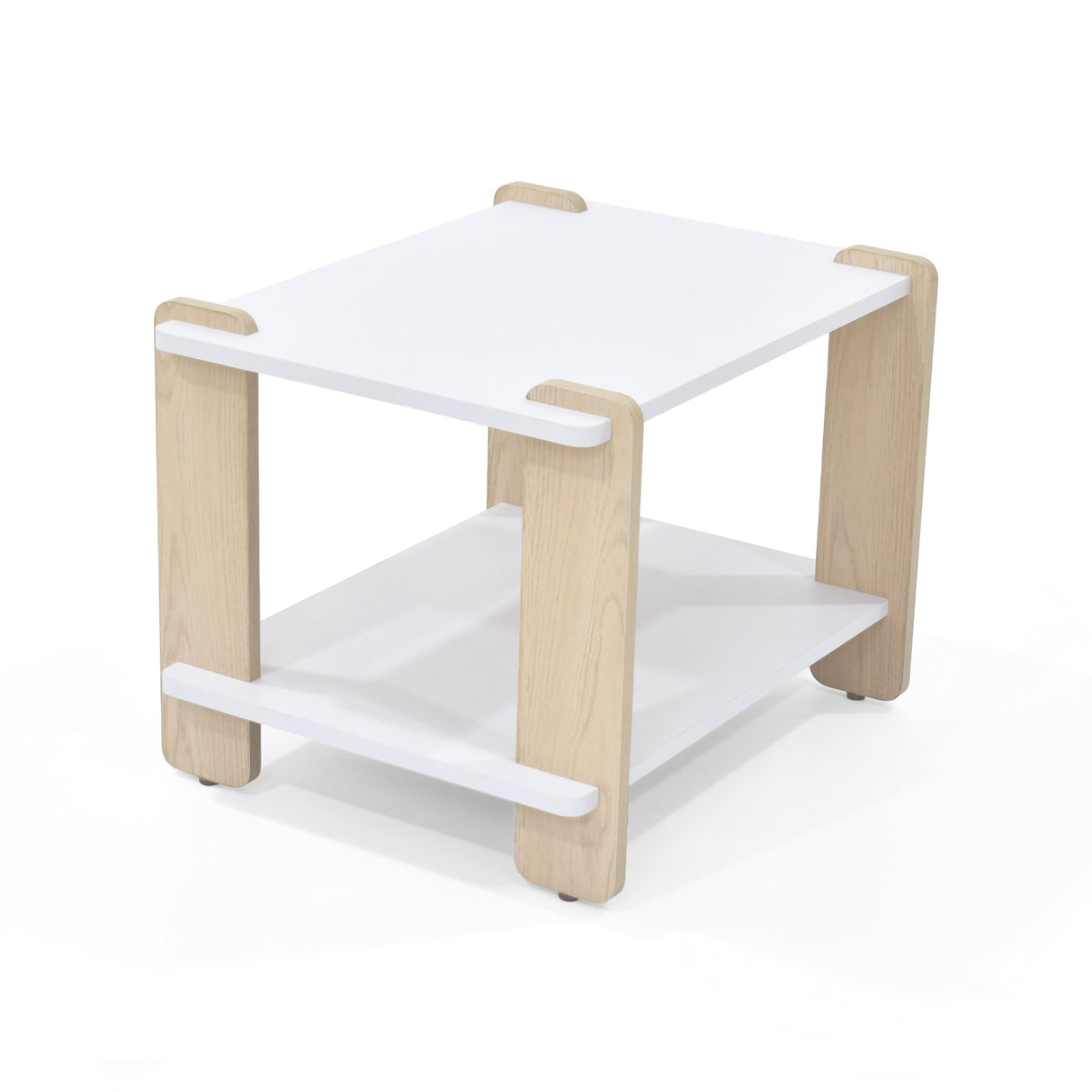 Mesa de Noche Kobe Blanco y Oasis 55x40cm con Dos Entrepaños