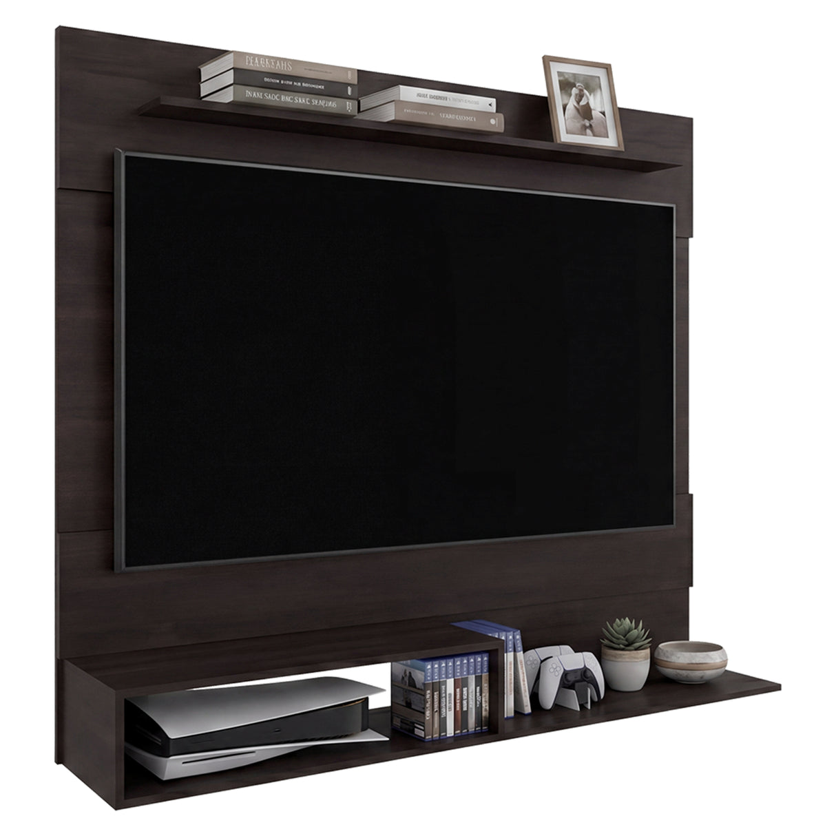 Centro de Entretenimiento Beijing Nogal 140x120cm Flotante para TV Hasta 55" Pulgadas con Un Compartimiento