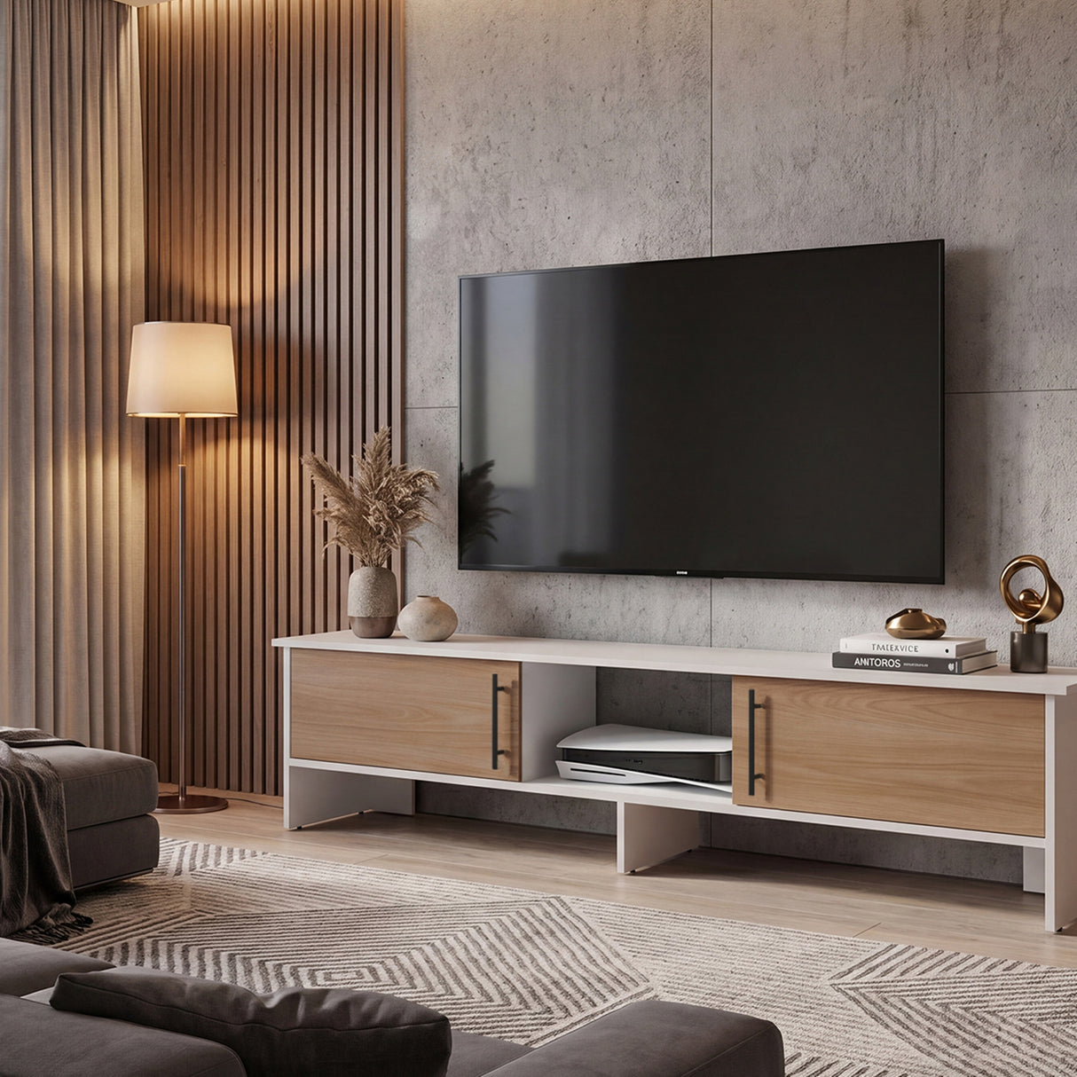 Rack de TV Dago Capri y Fresno 160x41.8cm para TV Hasta 65" Pulgadas con Un Compartimiento