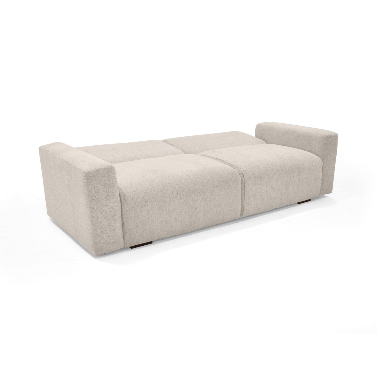 Sofacama Boston Beige y Matiz Wengue 225x80cm de Tres Puestos Reclinable con Apoya Brazos