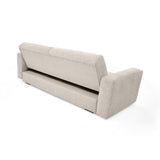 Sofacama Boston Beige y Matiz Wengue 225x80cm de Tres Puestos Reclinable con Apoya Brazos