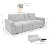 Sofacama Boston Beige y Matiz Wengue 225x80cm de Tres Puestos Reclinable con Apoya Brazos