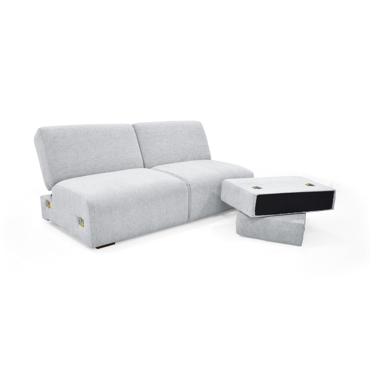 Sofacama Boston Plata y Matiz Wengue 225x80cm de Tres Puestos Reclinable con Apoya Brazos