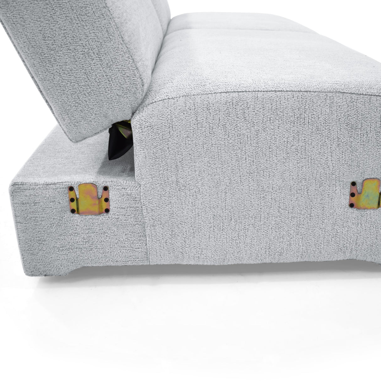 Sofacama Boston Plata y Matiz Wengue 225x80cm de Tres Puestos Reclinable con Apoya Brazos