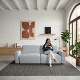 Sofacama Boston Plata y Matiz Wengue 225x80cm de Tres Puestos Reclinable con Apoya Brazos