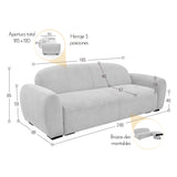 Sofacama Auren Plata y Matiz Wengue 240x85cm de Tres Puestos Reclinable con Apoya Brazos