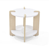 Mesa Auxiliar Kobe Blanco y Oasis 40x40cm Circular con Patas