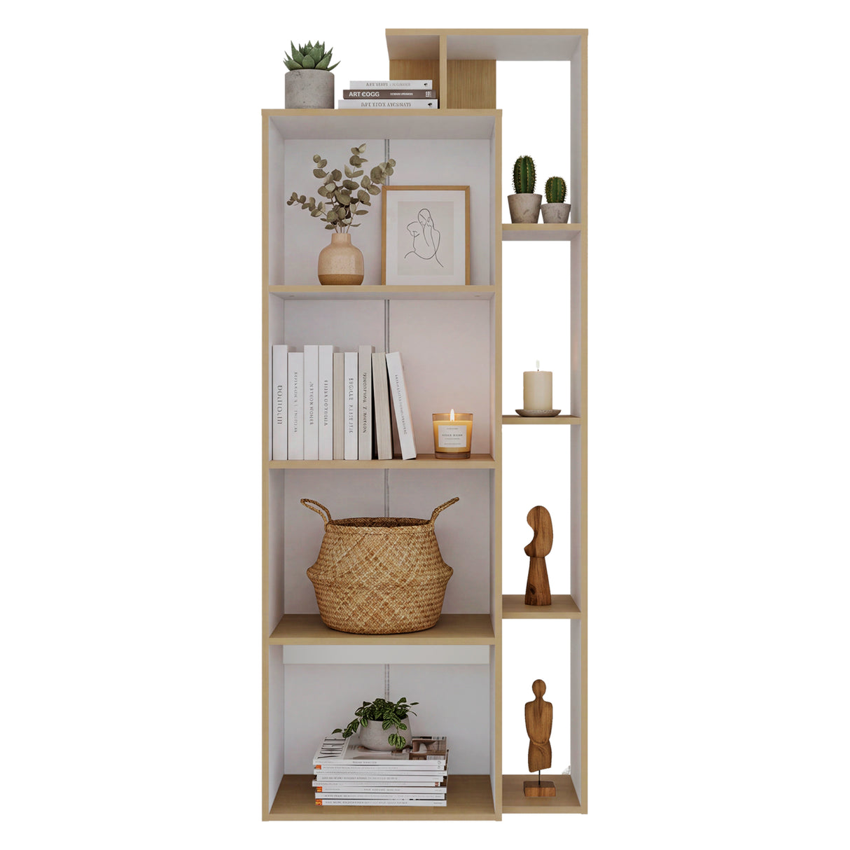 Biblioteca Sully Cartagena y Blanco 71.3x173.4cm Rectangular con Ocho Compartimientos y con Seis Entrepaños