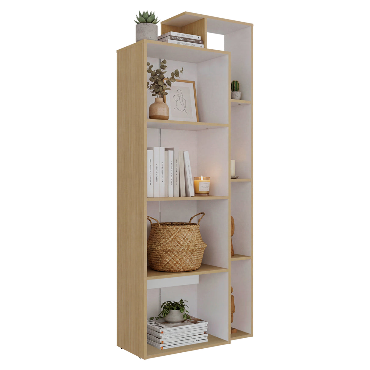 Biblioteca Sully Cartagena y Blanco 71.3x173.4cm Rectangular con Ocho Compartimientos y con Seis Entrepaños