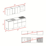 Cocina Lirio Fresno Europeo 212x155.3cm con Mesón de Acero Inoxidable Lado Derecho y con Estufa