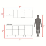 Cocina Lirio Fresno Europeo 212x155.3cm con Mesón de Acero Inoxidable Lado Izquierdo y con Estufa
