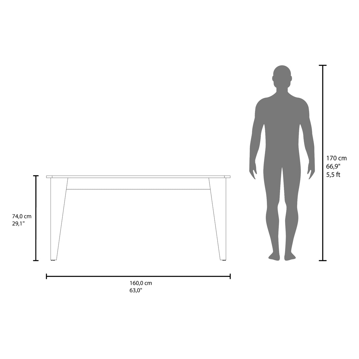 Mesa de Comedor Torino Wengue 160x74cm Rectangular de Cuatro Puestos sin Sillas