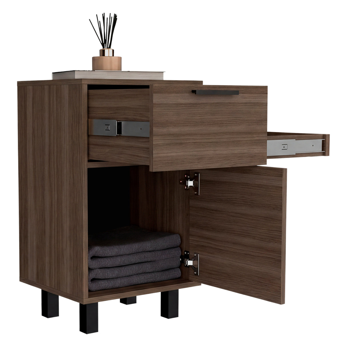 Mesa de Noche Secret Z Avellana 41x70cm con Dos Cajones y con Una Puerta