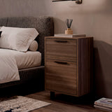 Mesa de Noche Secret Z Avellana 41x70cm con Dos Cajones y con Una Puerta