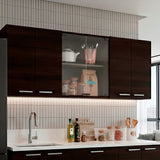 Mueble Superior de Cocina Nogal 150x60cm con Seis Puertas con Dos Entrepaños y con Locero