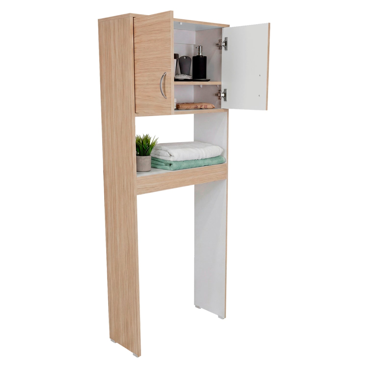 Ahorrador de Espacio para Baño Siena Cartagena y Blanco 63.1x160cm con Un Entrepaño
