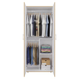 Closet Tera Fresno y Blanco 80x180cm sin Cajones con 3 Entrepaños