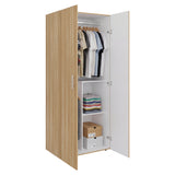 Closet Tera Fresno y Blanco 80x180cm sin Cajones con 3 Entrepaños